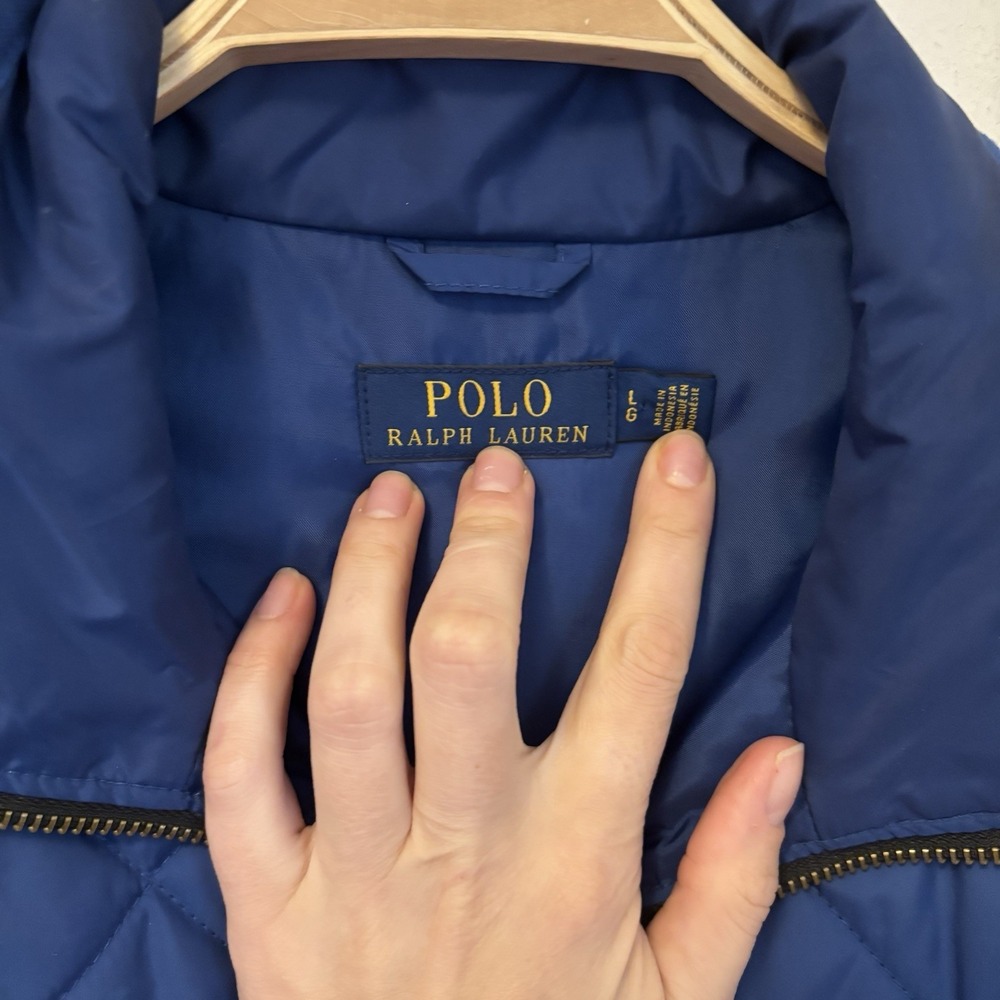 Polo Ralph Lauren Women's Quilted Puffer Vest Blue Full‎ Zip Preppy - Picture 2 of 6